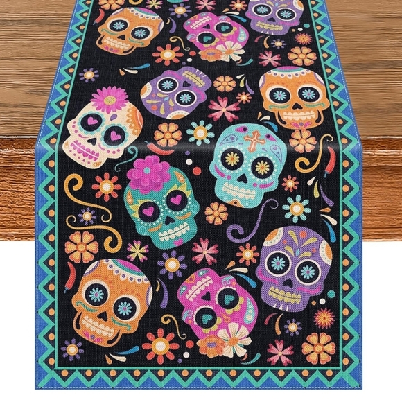Source Unknown Other - NIP! Sugar Skulls Table Runner 13x72